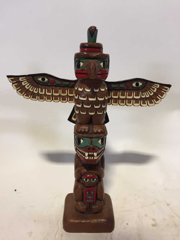 Small Totem Pole Carved Original Thunderbird Totems
